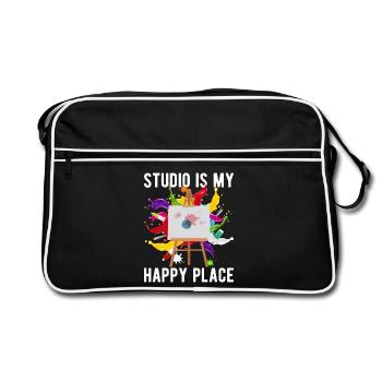 Artiste drôle Artist Painter Studio Mon Happy Place Draw - Sac Retro - noir/blanc - Devant