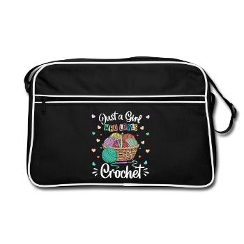 Colorful Crochet Hobby & Wool Lover Girl - Retro Bag - black/white - Front