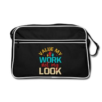 Social Worker Quote Value My Work Not Look Social - Retro Bag - black/white - Front