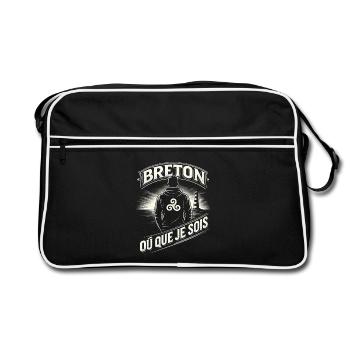 Breton Où Que Je Sois Bretagne Triskel - Sac Retro - noir/blanc - Devant