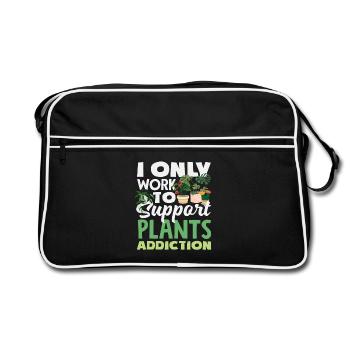 Work to support my plant addiction - Retro Bag - black/white - Front