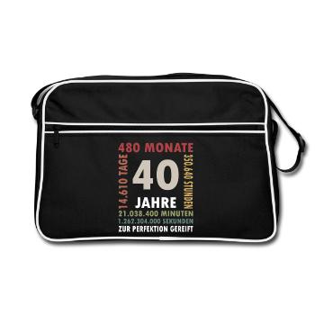 40 Jahre Vierzigster Geburtstag Geschenk - Retro Tasche - Schwarz/Weiß - Vorne