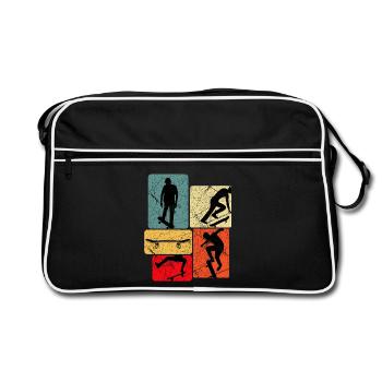 Skateboard Skate Skateur Fan de skate - Sac Retro - noir/blanc - Devant