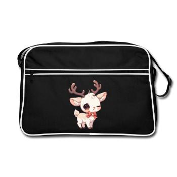 Rentiere Rentier - Retro Tasche - Schwarz/Weiß - Vorne