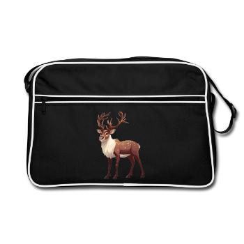Rentiere Rentier - Retro Tasche - Schwarz/Weiß - Vorne