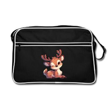 Rentiere Rentier - Retro Tasche - Schwarz/Weiß - Vorne
