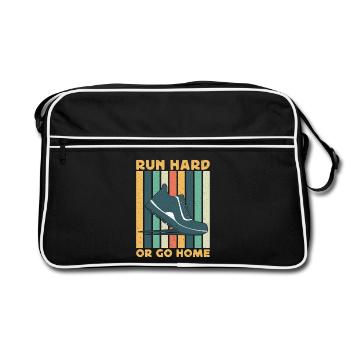 Coureur de marathon courir à fond ou rentrer chez soi - Sac Retro - noir/blanc - Devant