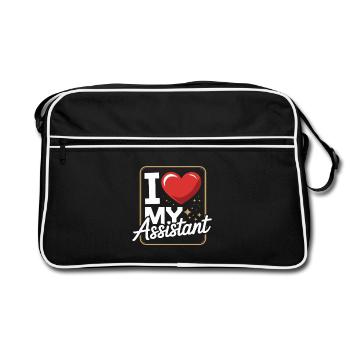 I Love My Assistant Heart Motif for Office - Retro Bag - black/white - Front