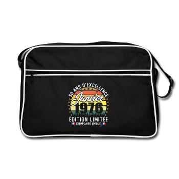 Janvier 1976 Vintage Cadeau Anniversaire 50 Ans - Retro Tasche - Schwarz/Weiß - Vorne