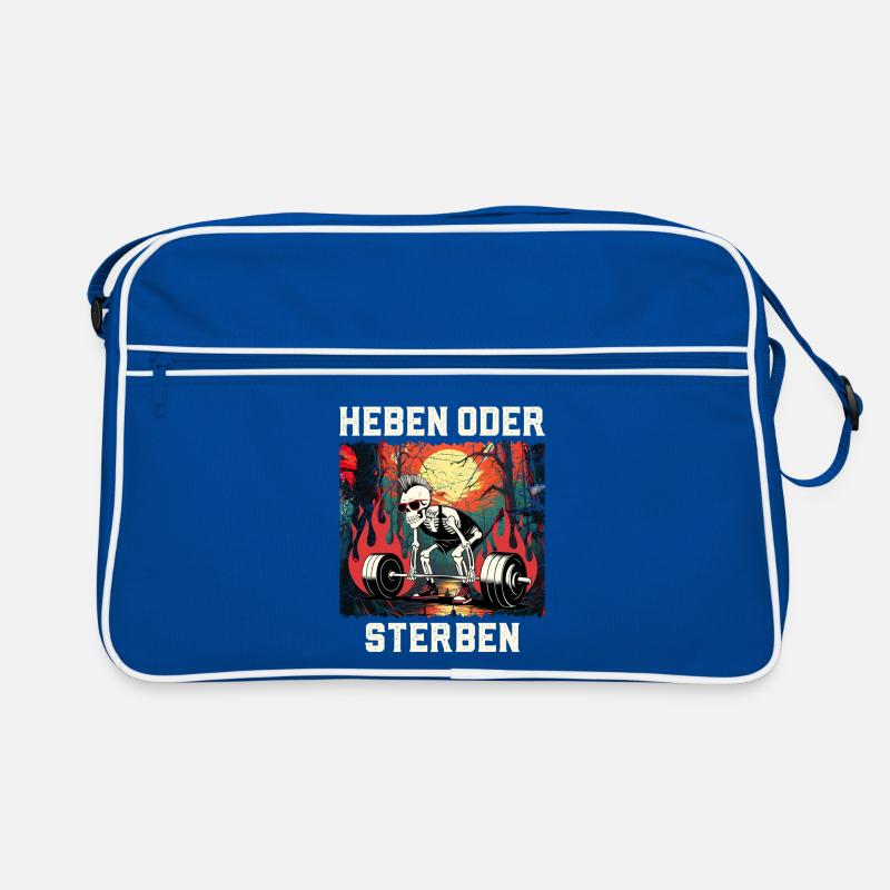 Kraftsportler HEBEN ODER STERBEN Lustiges Retro Tasche
