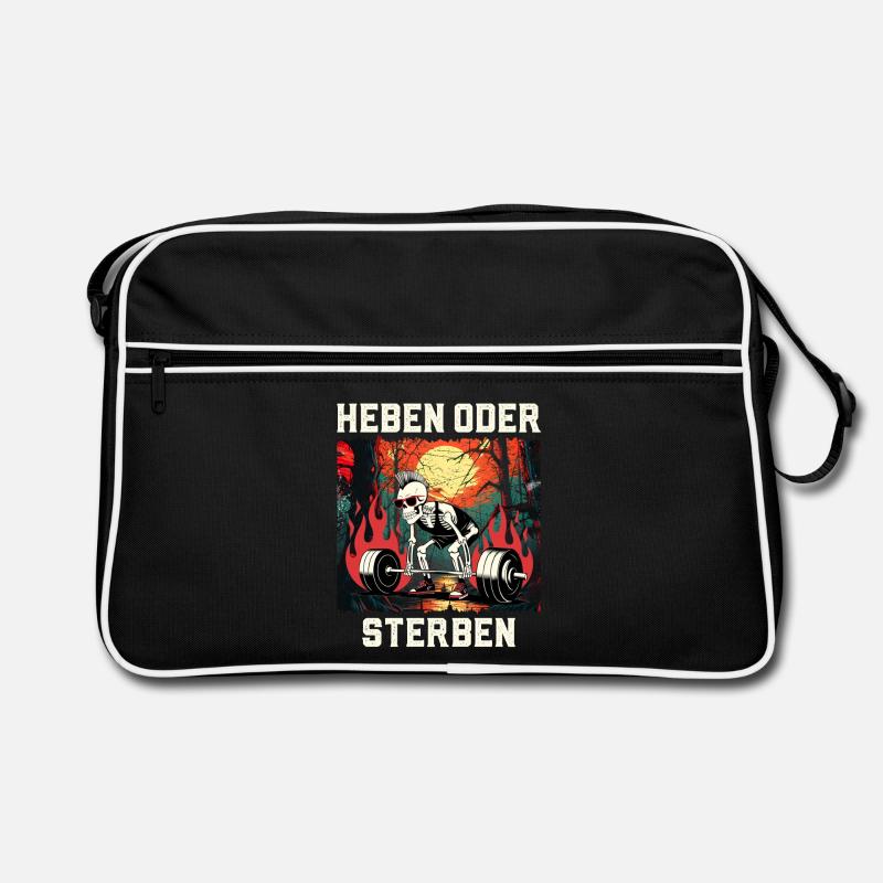 Kraftsportler HEBEN ODER STERBEN Lustiges Retro Tasche