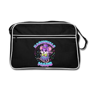 Karnevalsmaus Süß Fasching Kostüm Geschenk Kinder - Retro Tasche - Schwarz/Weiß - Vorne