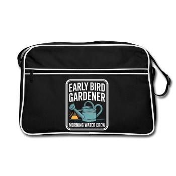 Early Bird Gardener Morning Water Crew - Retro Tasche - Schwarz/Weiß - Vorne