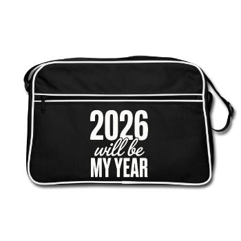 2026 sera mon année Motivation pour la nouvelle année - Sac Retro - noir/blanc - Devant