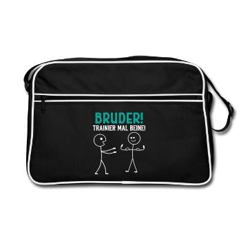 Stick Figure BROTHER TRAIN LEGS Funny - Retro Bag - black/white - Front