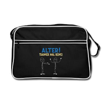 Stick Figure OLD TRAINER TIMES LEGS Drôle - Sac Retro - noir/blanc - Devant