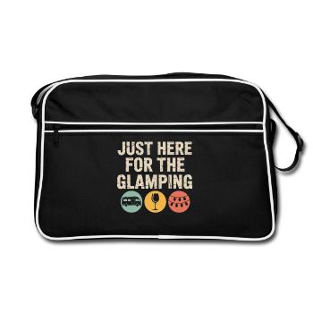 Nur zum Glamping hier - Retro Tasche - Schwarz/Weiß - Vorne
