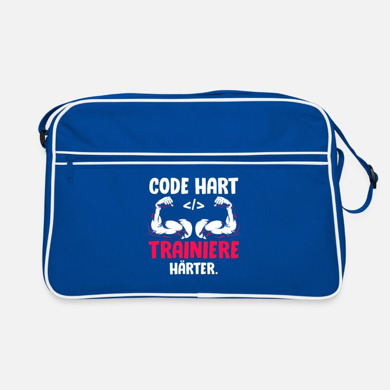Coder CODE HARD TRAIN HARDER Funny Retro Bag
