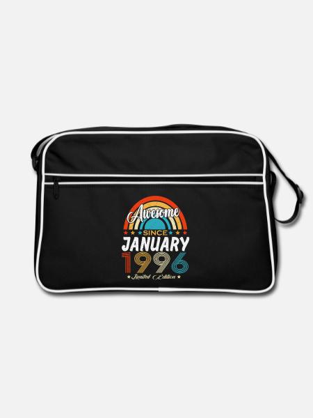 Vintage-Januar-1996-Jahrgang-Retro-Geburtstag - Retro Tasche - Schwarz/Weiß