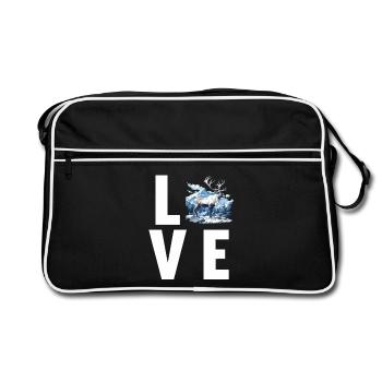 Rentiere Rentier - Retro Tasche - Schwarz/Weiß - Vorne