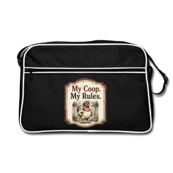 Mon coop : mes règles humour drôle de ferme à poules - Sac Retro - noir/blanc - Devant