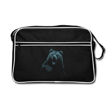 Grizzly Bear Hiking Camping Vintage Brown Bear - Retro Bag - black/white - Front
