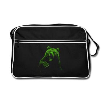 Grizzly Bear Hiking Camping Vintage Brown Bear - Retro Bag - black/white - Front