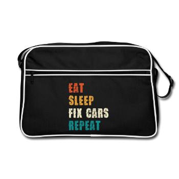 MANGE, DORME, RÉPARE LES VOITURES RÉPÈTE - Sac Retro - noir/blanc - Devant