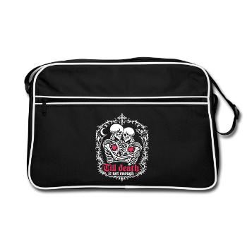 Jusqu’à ce que la mort ne suffise plus | Squelette | Amour éternel - Sac Retro - noir/blanc - Devant