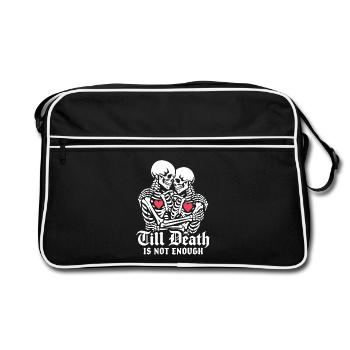 Jusqu’à ce que la mort ne suffise plus | Squelette | Amour éternel - Sac Retro - noir/blanc - Devant