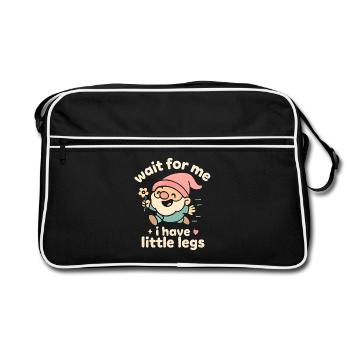 Zwerg Wichtel Spruch Humor Meme Lustig Witzig - Retro Tasche - Schwarz/Weiß - Vorne