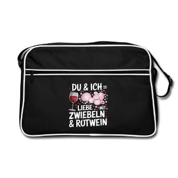 Toi et moi, on aime avec des oignons et du vin rouge pour - Sac Retro - noir/blanc - Devant