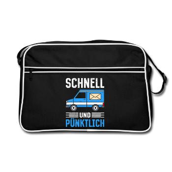 Postman FAST AND PUNCTUAL Fun - Retro Bag - black/white - Front