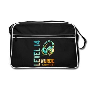 14e anniversaire Garçon Fille Adolescent Niveau 14 - Sac Retro - noir/blanc - Devant