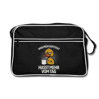 Ente - Wer früh aufsteht hasst mehr vom Tag - Retro Tasche - Schwarz/Weiß - Vorne