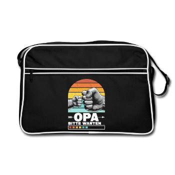 Grand-père, s’il te plaît, attends, bébé, grand-père, papa, grands-parents. - Sac Retro - noir/blanc - Devant