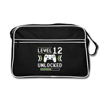12e anniversaire Niveau 12 débloqué - Sac Retro - noir/blanc - Devant