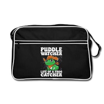Frog Catcher Puddle Watcher Life Of A Frog - Retro Bag - black/white - Front