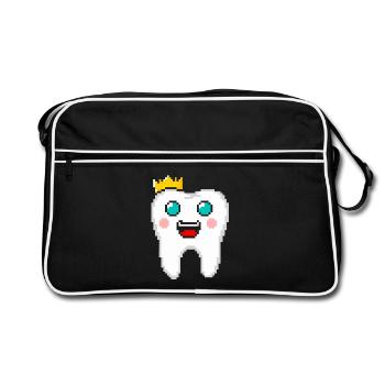 Pixel Art Dent Royale avec Couronne - Sac Retro - noir/blanc - Devant