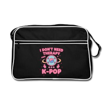 Ich brauche keine Therapie, Pop, K-Pop, koreanische Musikfans. - Retro Tasche - Schwarz/Weiß - Vorne