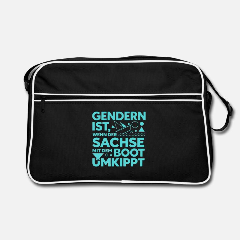 Gendern Sachse Boot Umkippt Dialekt Witz Retro Tasche