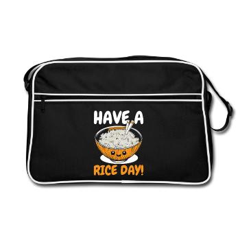 Rice Lover Saying - Have A Rice Day - Retro Bag - black/white - Front