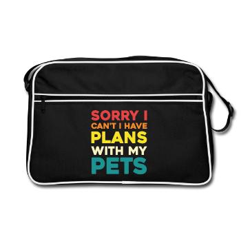 I have plans for my pets - Retro Bag - black/white - Front