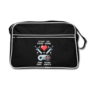 Level Up & Dad Jokes | Bonus Dad Patchwork - Retro Bag - black/white - Front