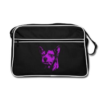Chihuahua Raucht Lustiger Hunde Humor Meme - Retro Tasche - Schwarz/Weiß - Vorne