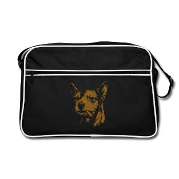 Chihuahua Raucht Lustiger Hunde Humor Meme - Retro Tasche - Schwarz/Weiß - Vorne
