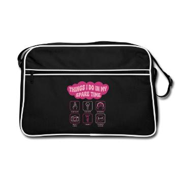 Dinge, die ich in meiner Freizeit mache Kpop Koreanische Musik - Retro Tasche - Schwarz/Weiß - Vorne