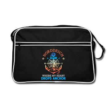 Mer du Nord DIGUE NORD OÙ MON CŒUR JETTE L’ANCRE Drôle - Sac Retro - noir/blanc - Devant