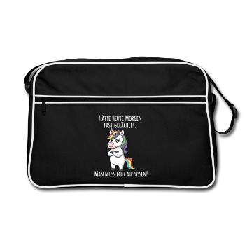 Fast gelächelt – Grummeliges Einhorn Morgenmuffel - Sac Retro - noir/blanc - Devant