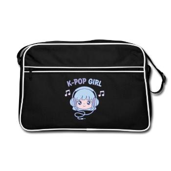 K-Pop Girl Cute Korean Kpop Music Anime Girl - Retro Bag - black/white - Front